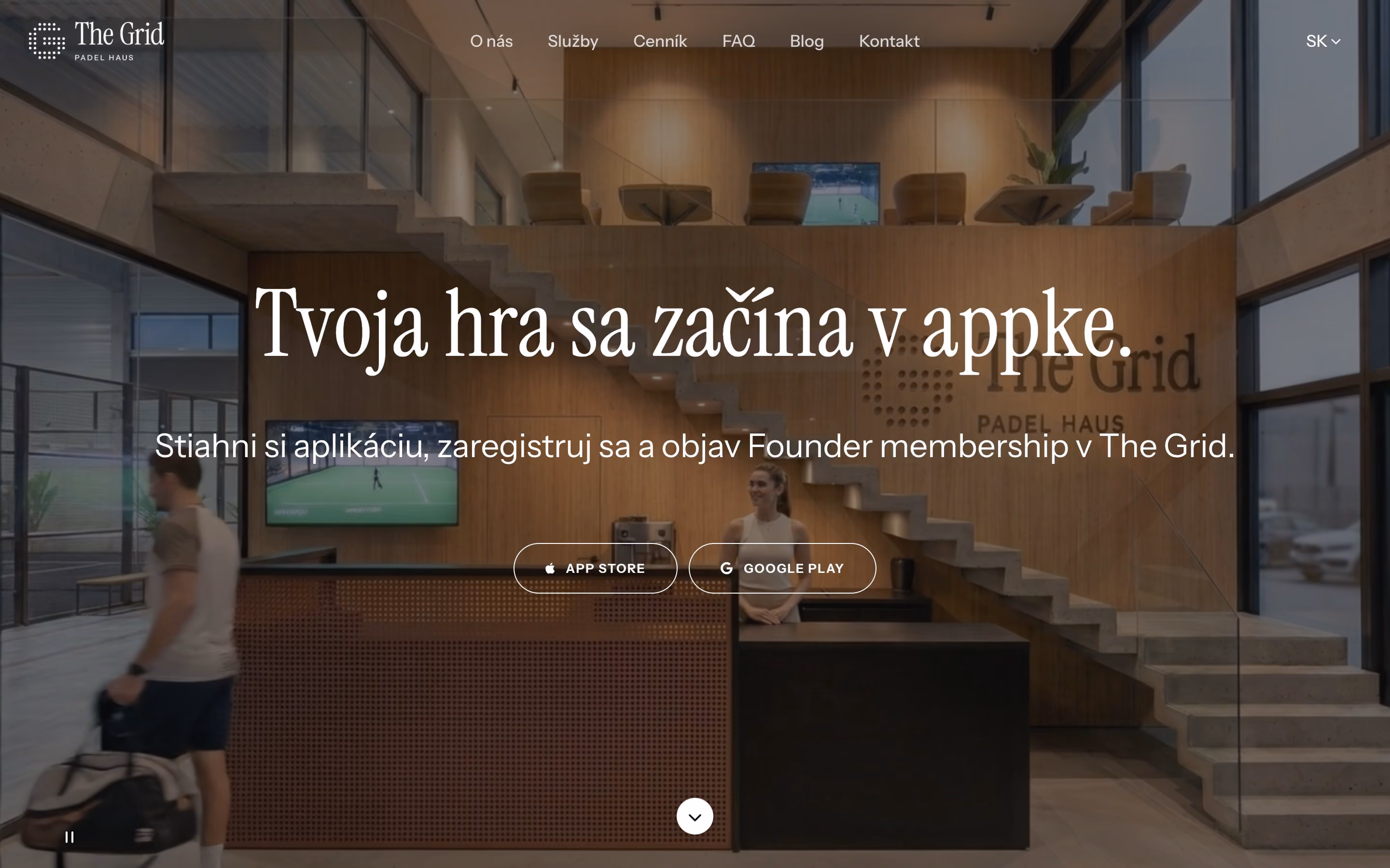 Úvodná stránka webu The Grid na počítači