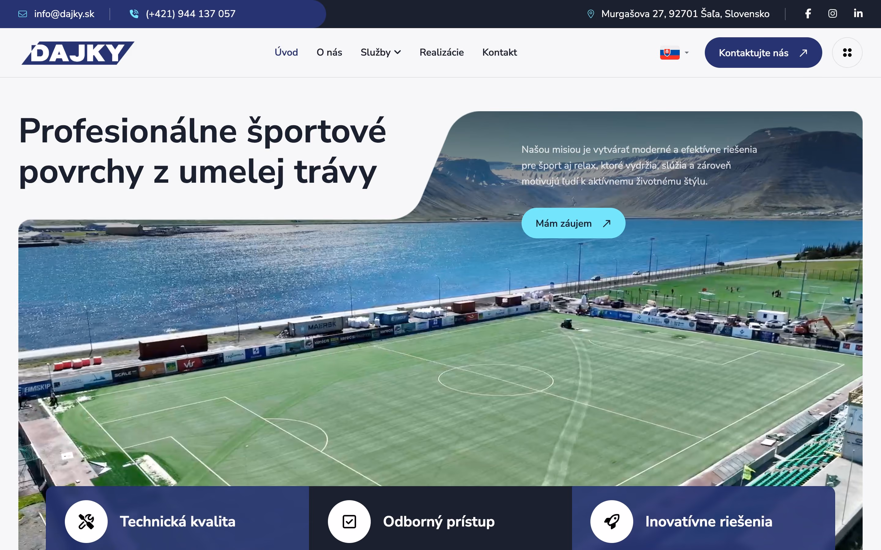 Úvodná stránka webu DAJKY na počítači