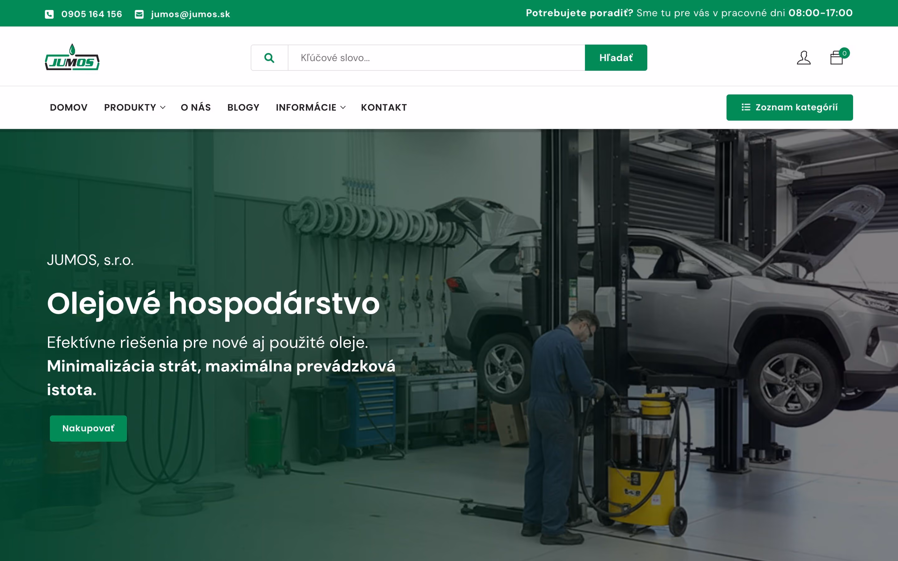Úvodná stránka e-shopu JUMOS na počítači
