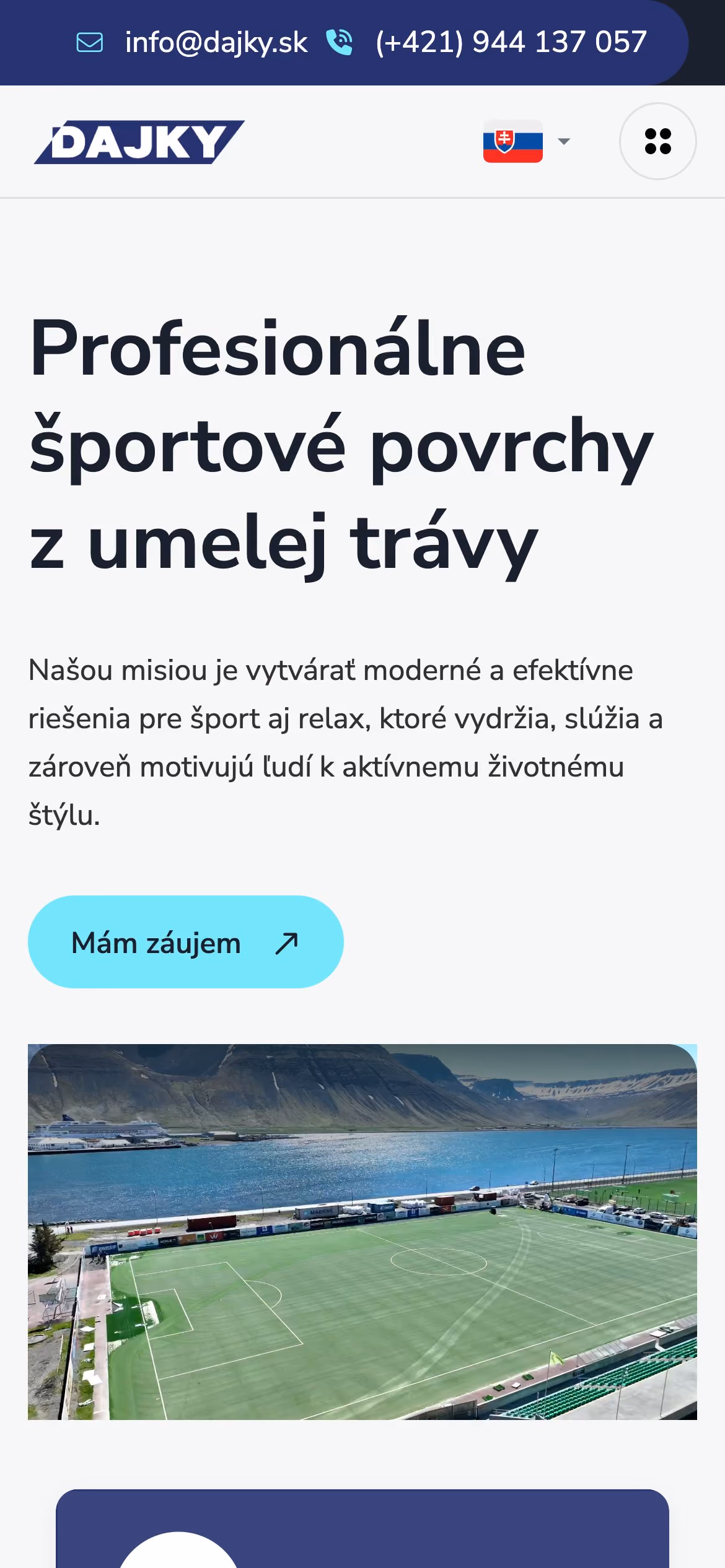 Úvodná stránka webu DAJKY na mobile