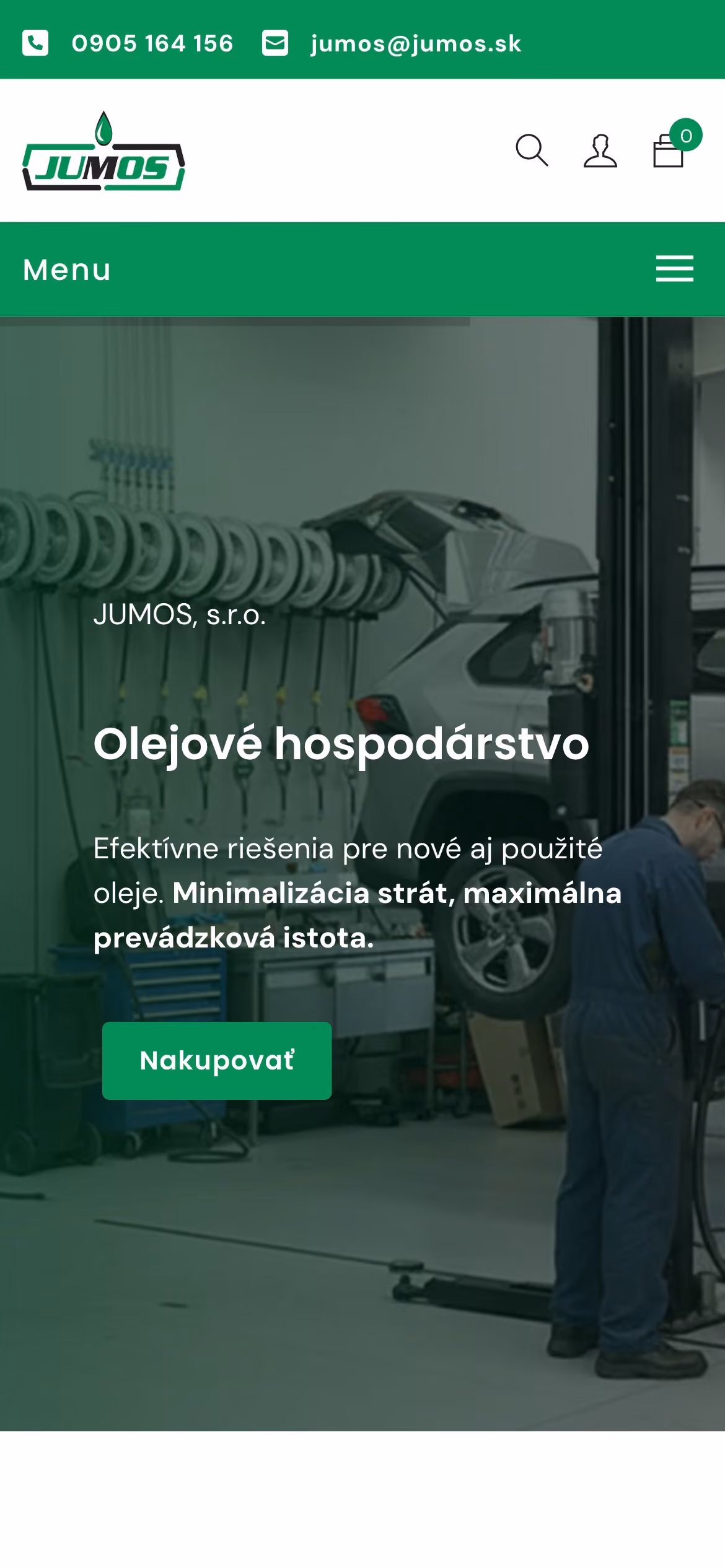 Úvodná stránka e-shopu JUMOS na mobile